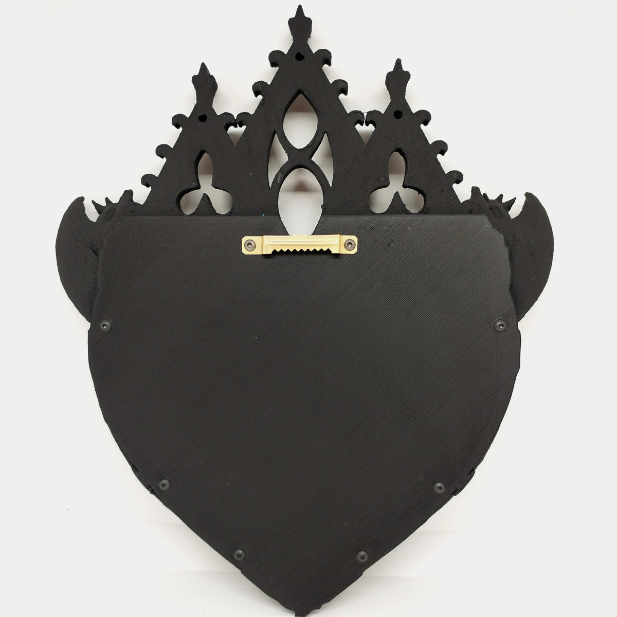 Back view of antique gold Gothic heart mirror