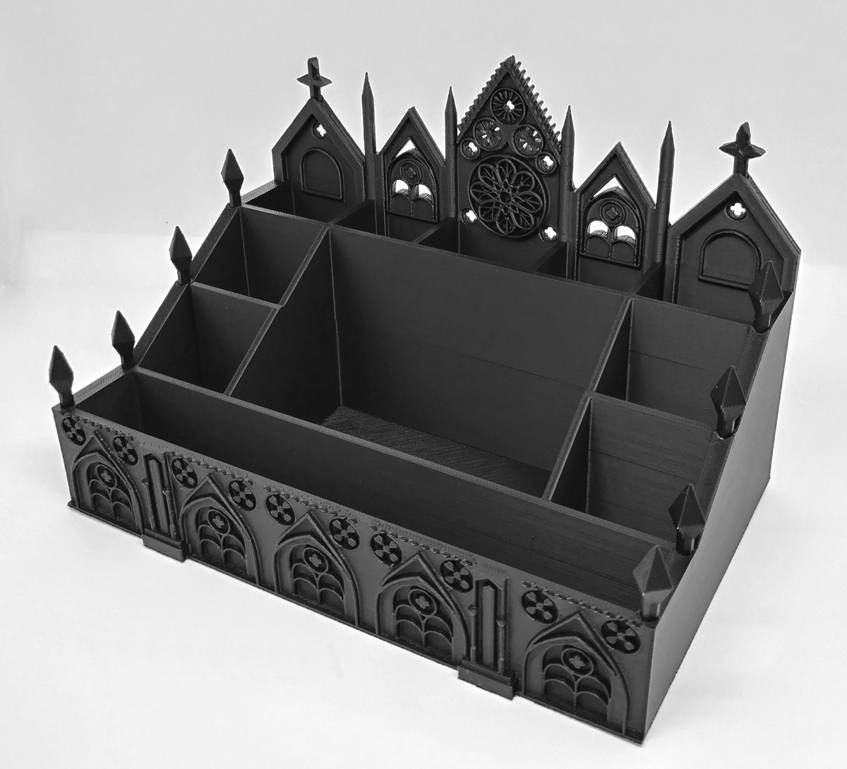 lack gothic desk organizer isolated on white background
