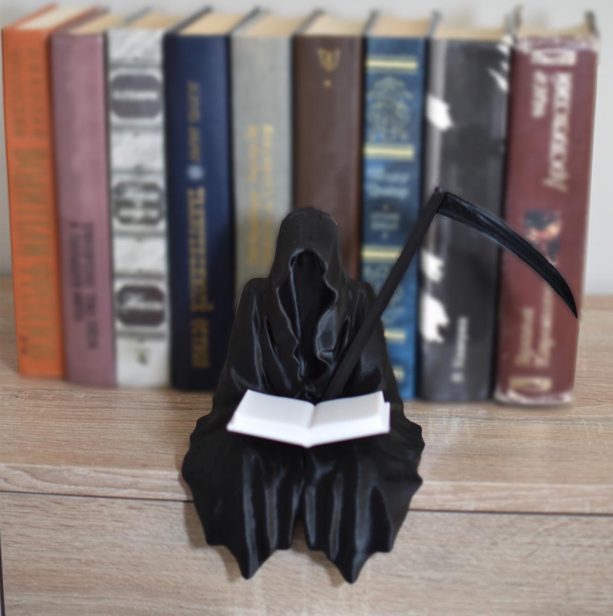 Grim Reaper Sitting Figurine - Halloween Bookshelf Decor