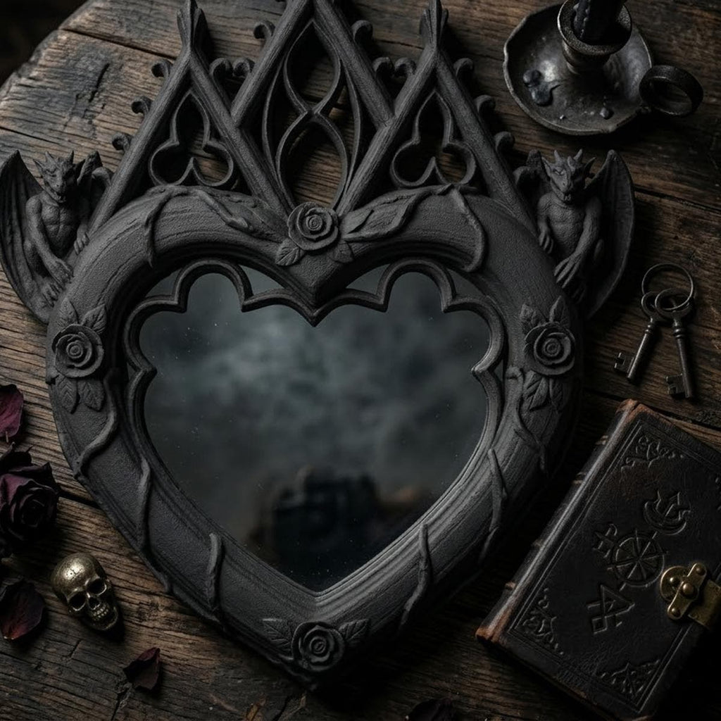 Witchy Heart Mirror - Gothic Home Decor