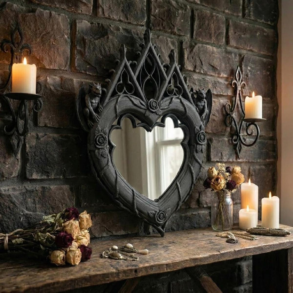 Witchy Heart Mirror - Gothic Home Decor